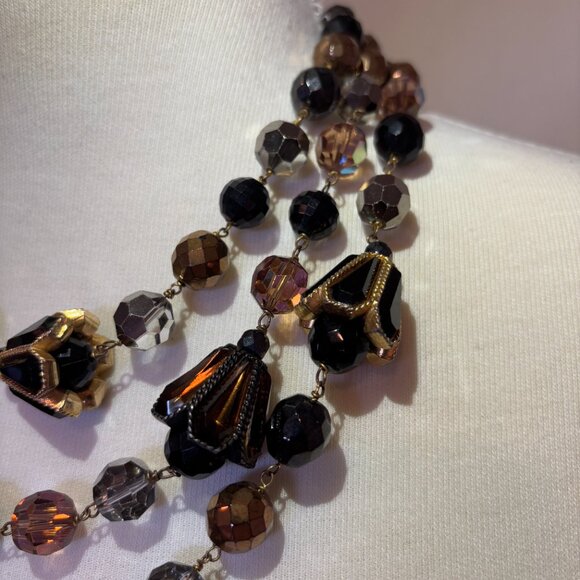 Vintage De Mario Multi Strand Crystal Bead Necklace - Picture 2 of 4
